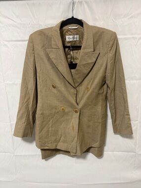MaxMara 3-piece Women's Tan Double-Breasted Jacket w/pants and skirt